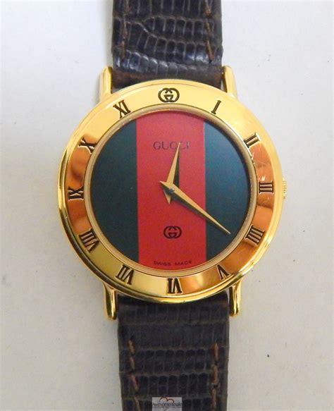 gucci red and green stripe watch|Gucci watch green face.